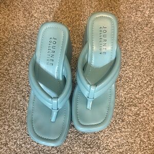 Journee Collection Blue Wedge Sandals